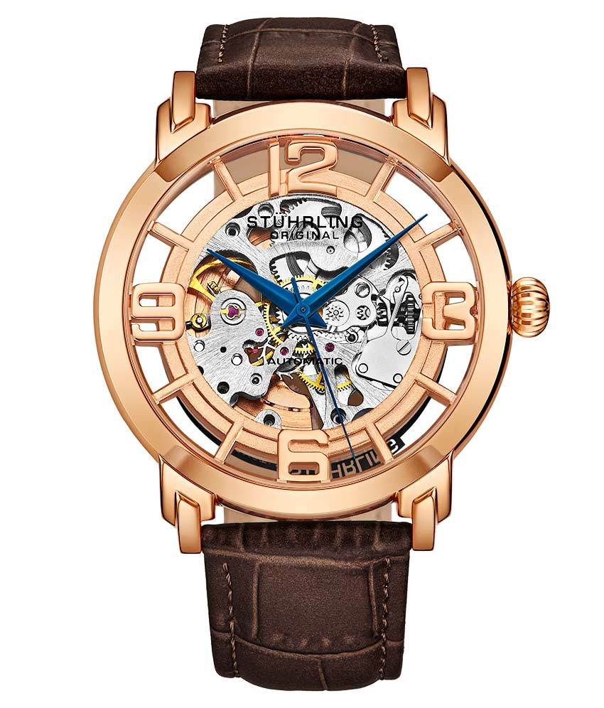 Rose Dial / Rose Case / Brown Leather Strap Rose Gold Layered Tang Buckle