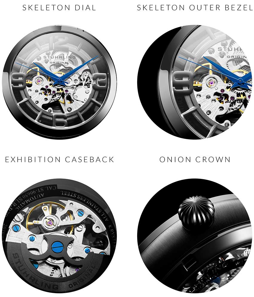 Black Dial / Black Case / Black Leather Strap Black PVD Tang Buckle