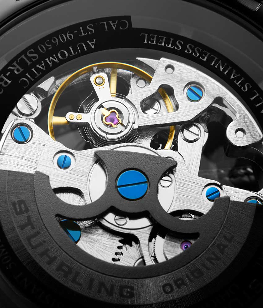 Black Dial / Black Case / Black Leather Strap Black PVD Tang Buckle