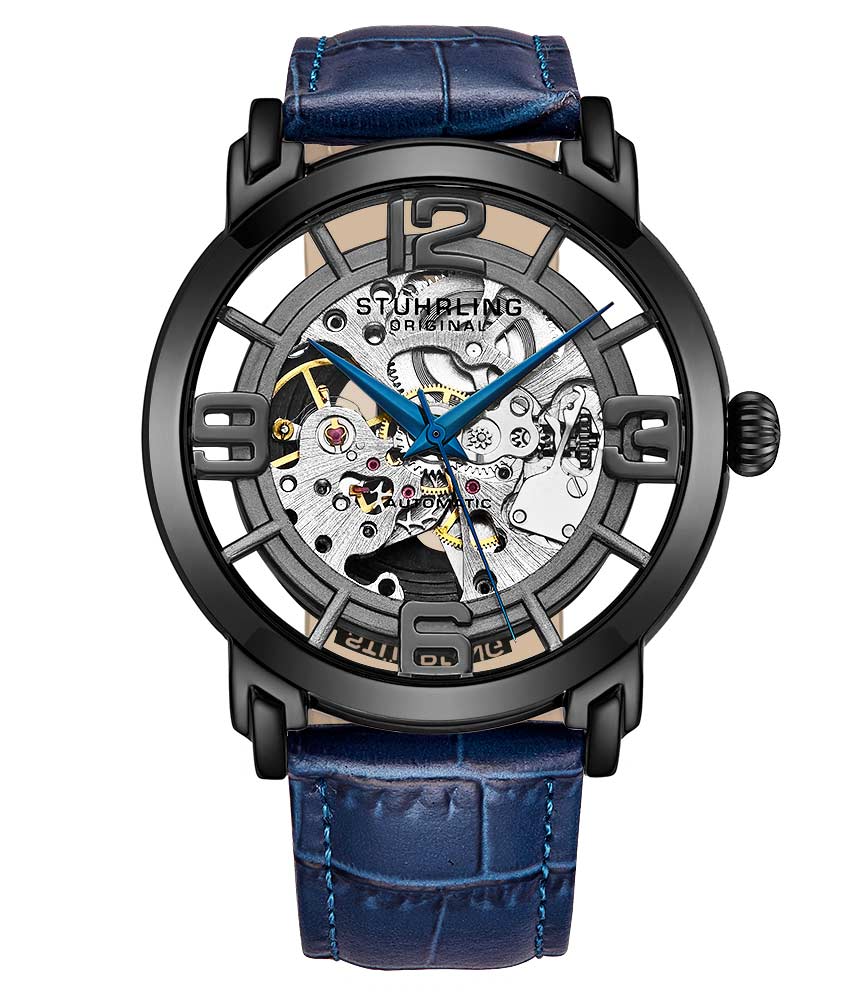 Gun Metal Grey Dial / Gun Metal Grey Case / Blue Leather Strap Tang Buckle