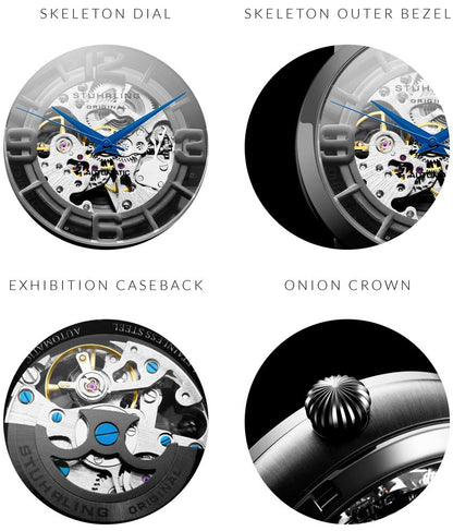 Gun Metal Grey Dial / Gun Metal Grey Case / Blue Leather Strap Tang Buckle