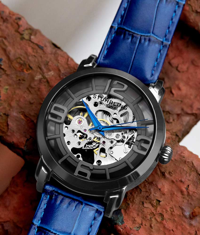 Gun Metal Grey Dial / Gun Metal Grey Case / Blue Leather Strap Tang Buckle