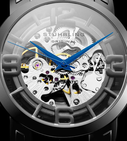 Gun Metal Grey Dial / Gun Metal Grey Case / Blue Leather Strap Tang Buckle