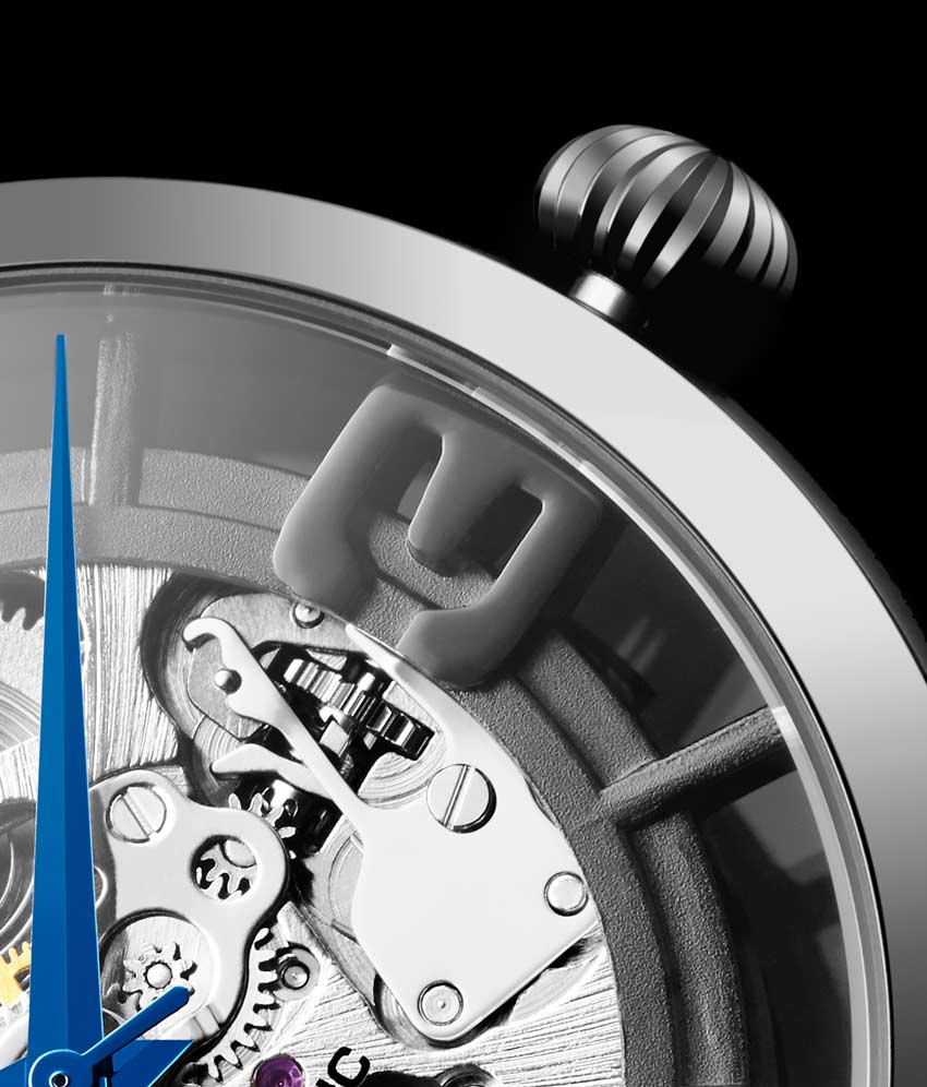 Gun Metal Grey Dial / Gun Metal Grey Case / Blue Leather Strap Tang Buckle