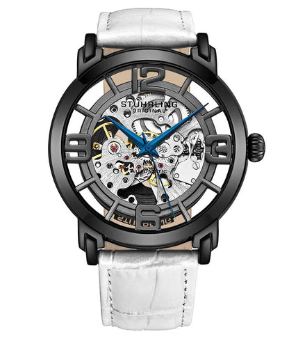 Gun Metal Grey Dial / Gun Metal Grey Case / White Leather Strap Tang Buckle