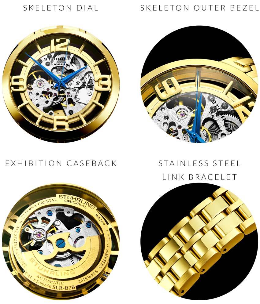 Gold Dial / Gold Case / Gold Stainless Steel Bracelet Gold Layered Deployant Buckle