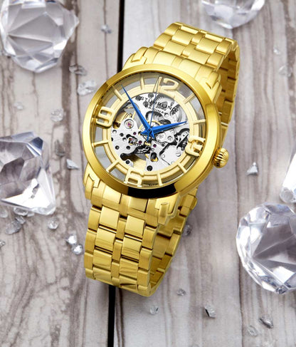 Gold Dial / Gold Case / Gold Stainless Steel Bracelet Gold Layered Deployant Buckle