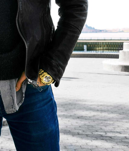 Gold Dial / Gold Case / Gold Stainless Steel Bracelet Gold Layered Deployant Buckle