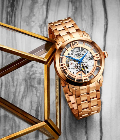 Rose Dial / Rose Case / Rose Stainless Steel Bracelet Rose Gold Layered Deployant Buckle