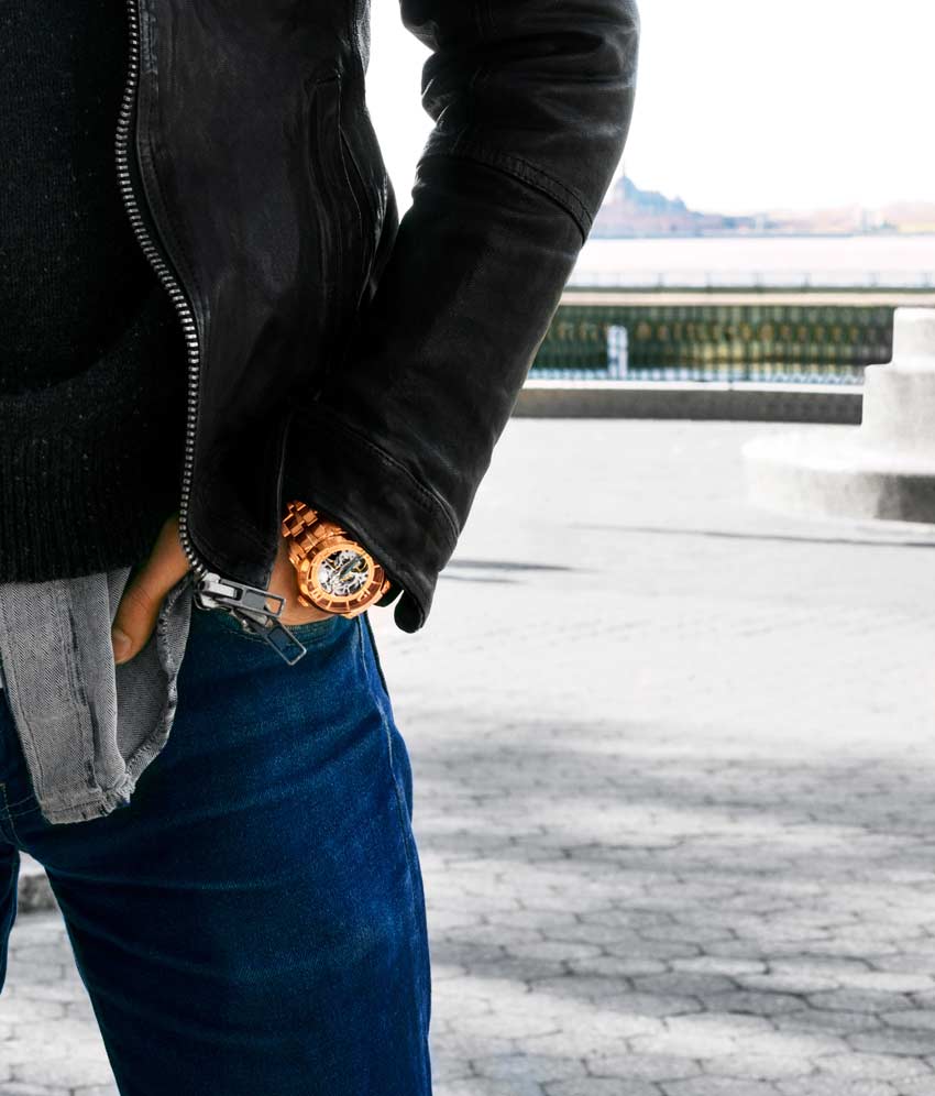 Rose Dial / Rose Case / Rose Stainless Steel Bracelet Rose Gold Layered Deployant Buckle