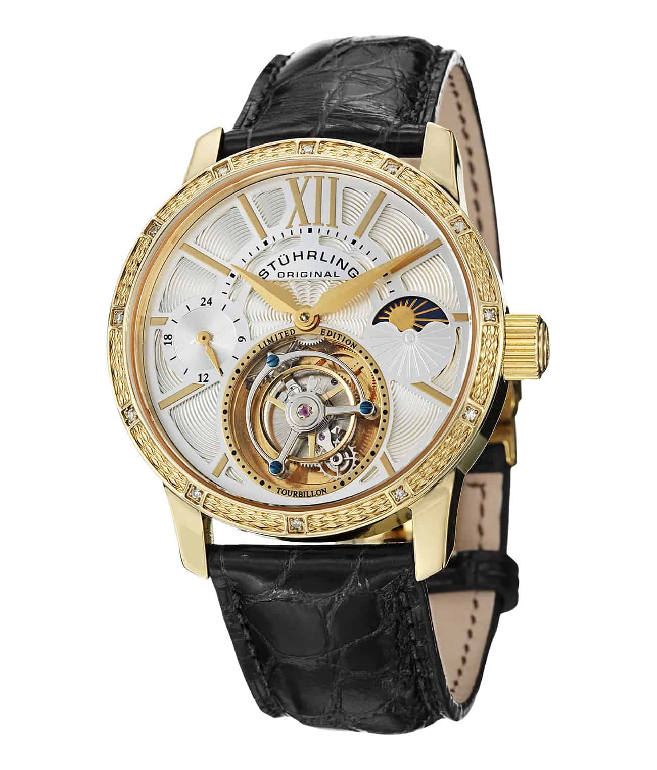 Silver Dial / Gold Case / Black Alligator Strap Deployant Buckle