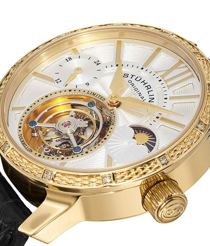 Silver Dial / Gold Case / Black Alligator Strap Deployant Buckle