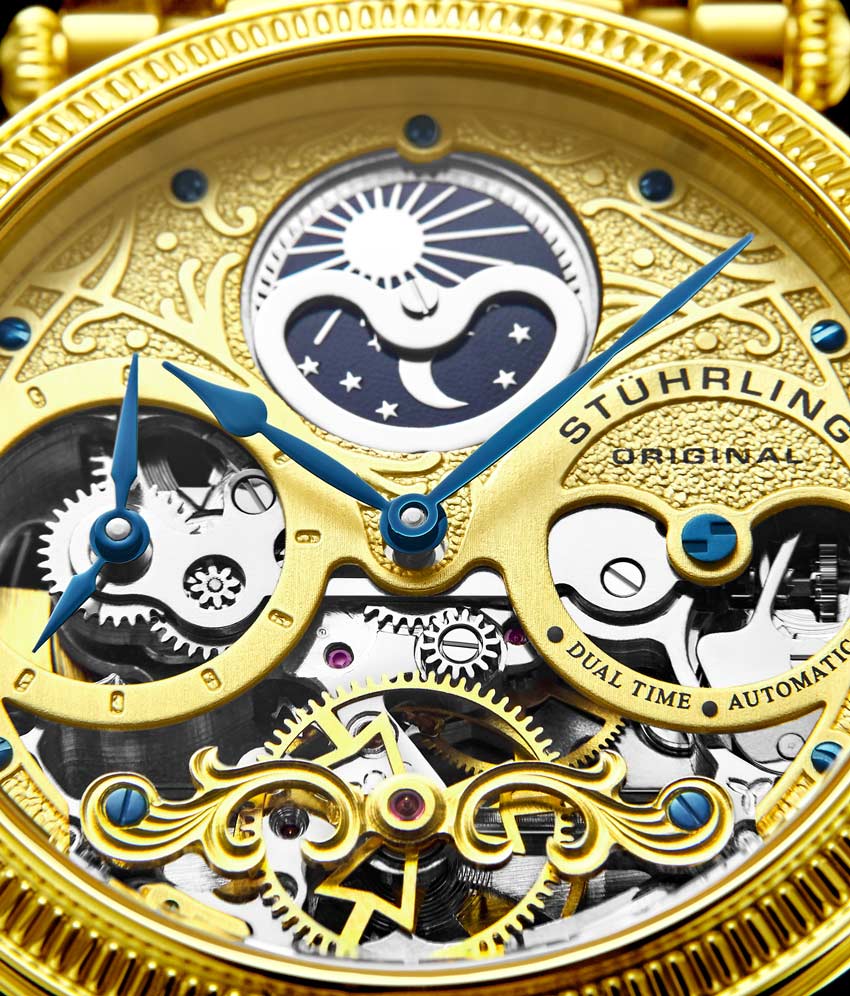 Gold Dial / Gold Case / Black Leather Strap Yellow Gold Layered Tang Buckle