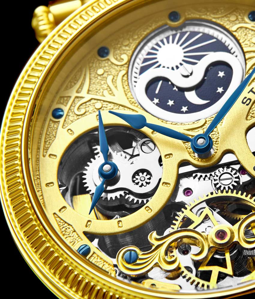 Gold Dial / Gold Case / Black Leather Strap Yellow Gold Layered Tang Buckle