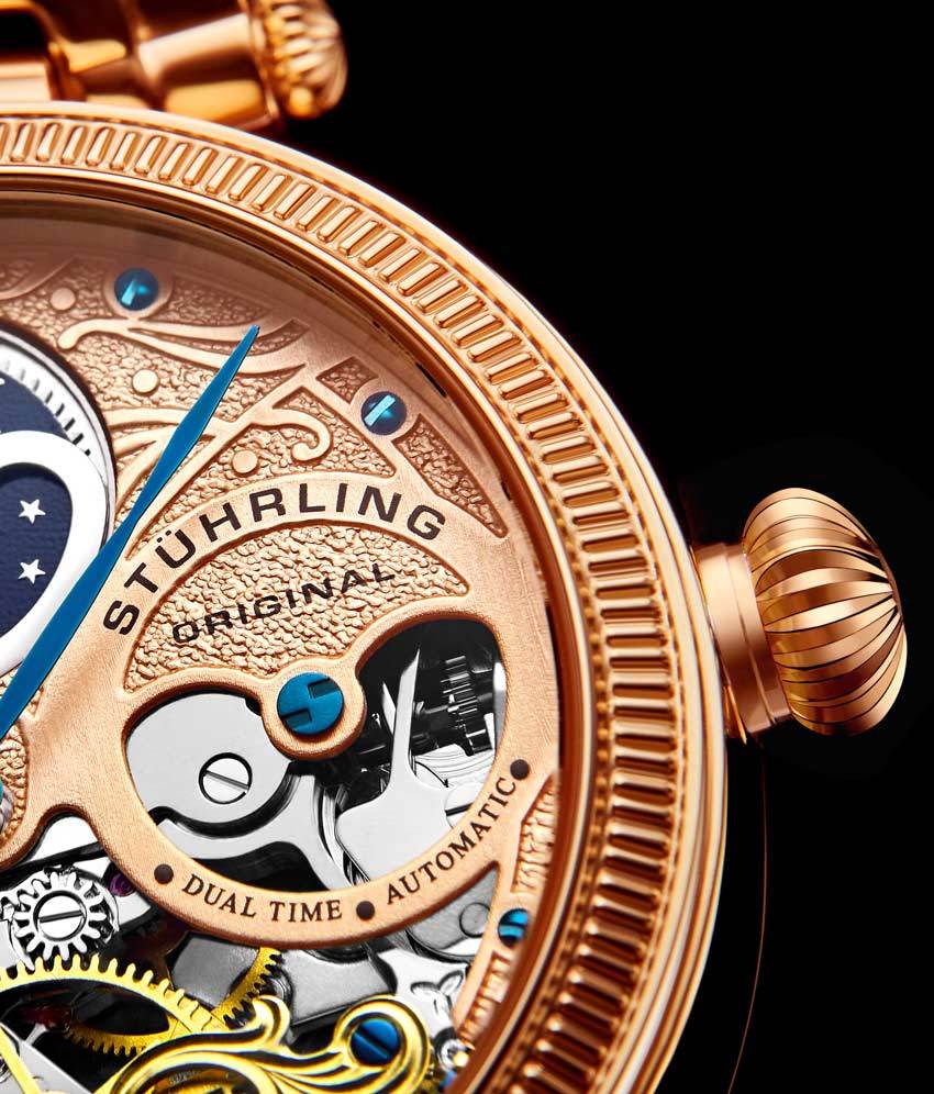 Rose Dial / Rose Case / Brown Leather Strap Rose Gold Layered Tang Buckle