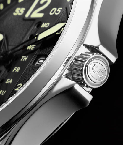 Black Dial / Silver Case / Black Band