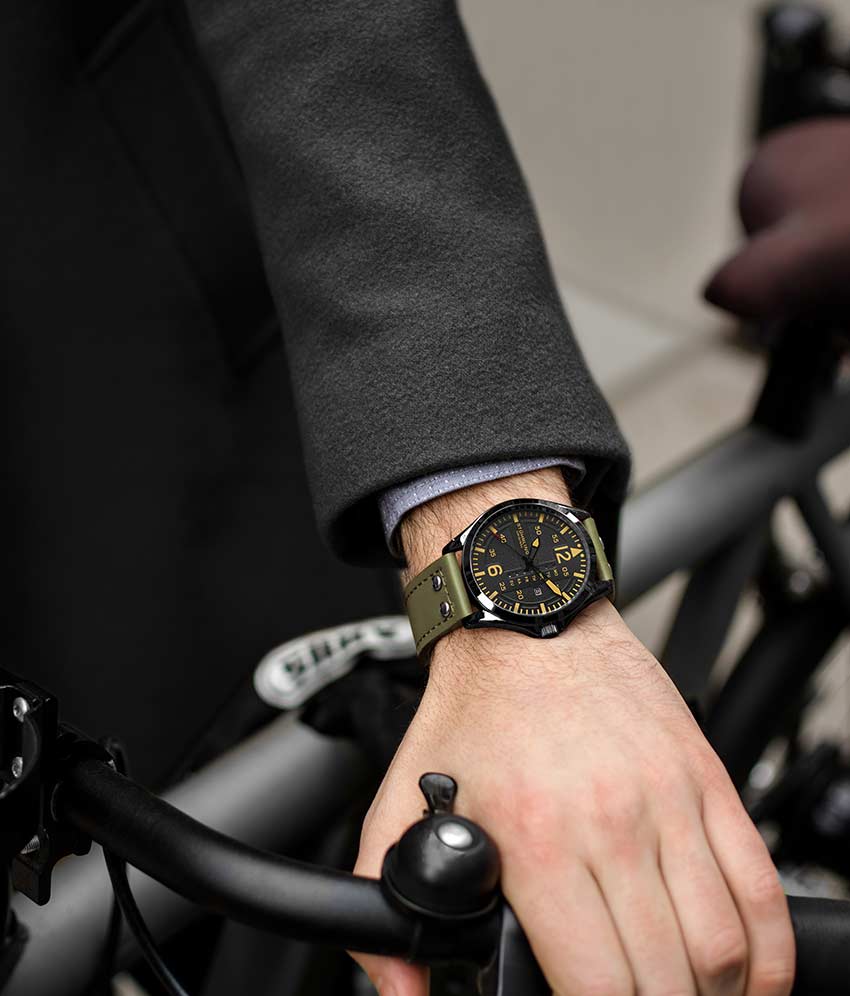 Aeronaut 44mm Aviator, Volda 45mm Aviator, and Fqbi Watches Signature Pen