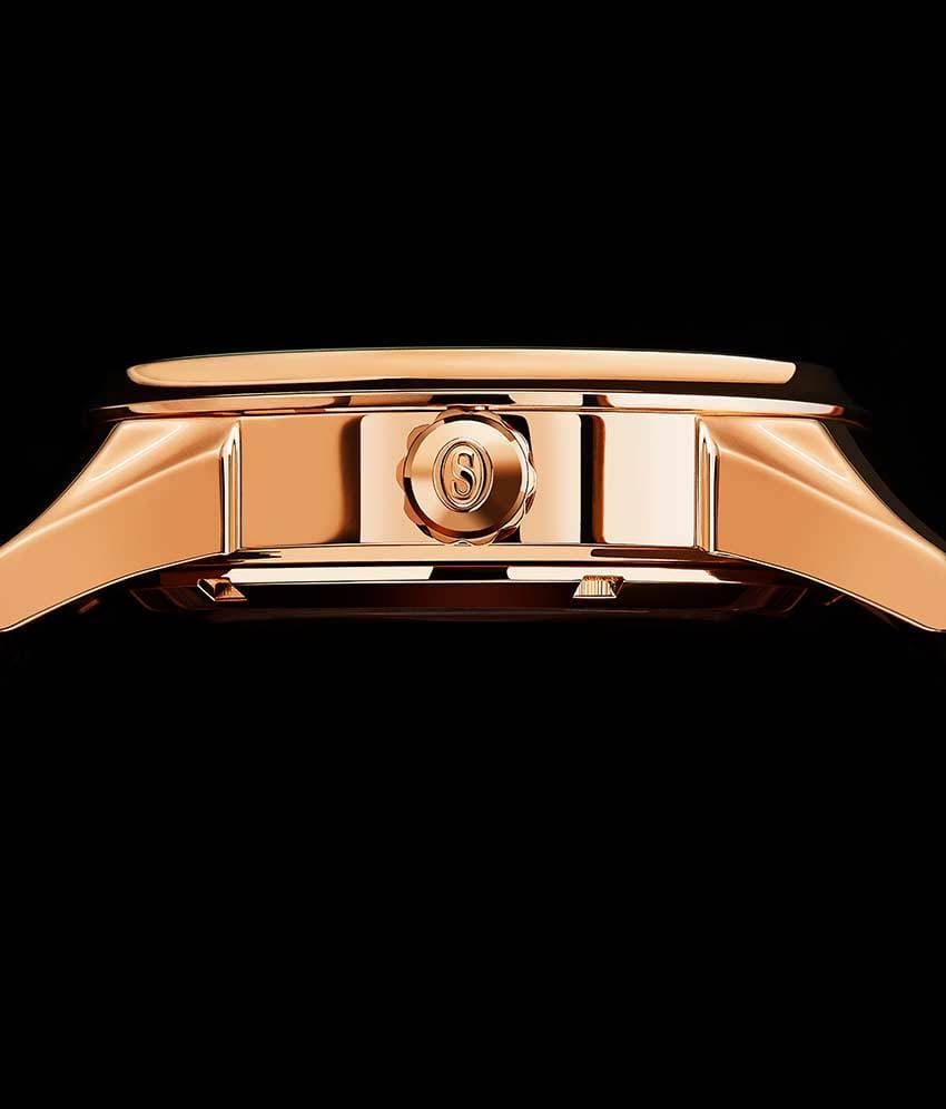 Silver Dial / Rose Case / Brown Band