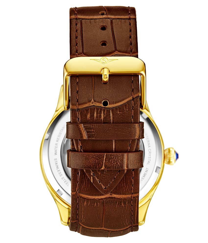 White Dial / Gold Case / Brown Band