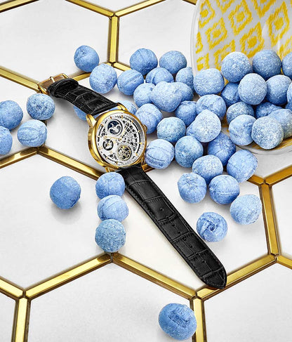 Silver Dial / Gold Case / Black Leather Strap Gold Layered Tang Buckle