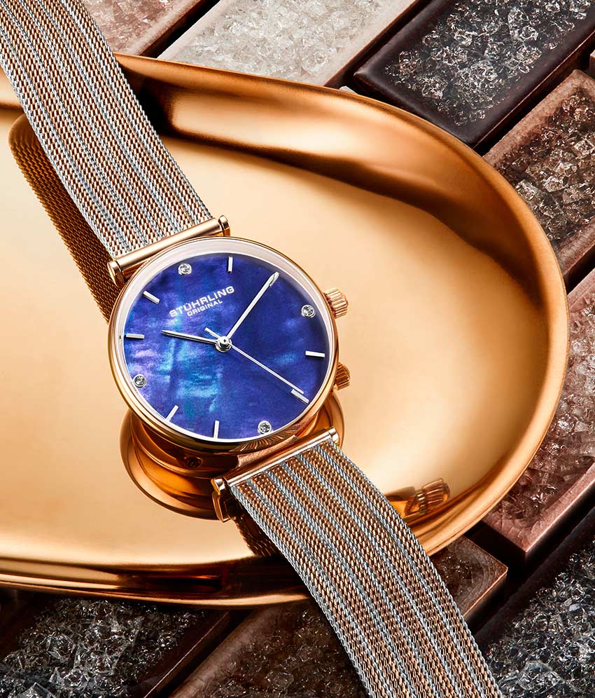 Blue Dial / Silver Case / Rose Band