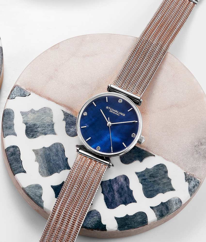 Blue Dial / Silver Case / Rose Band