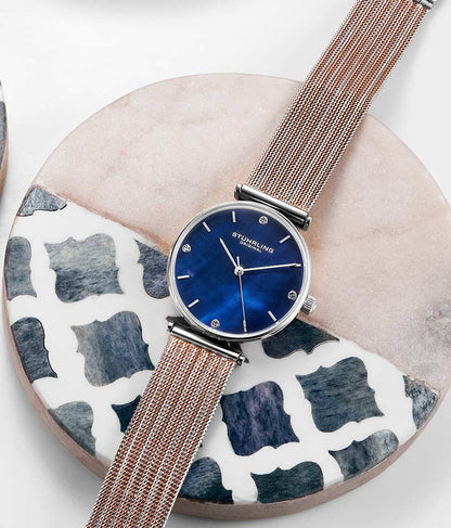 Blue Dial / Silver Case / Rose Band