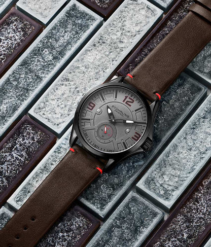 Gun Metal Grey Dial / Black Case / Dark Brown Band