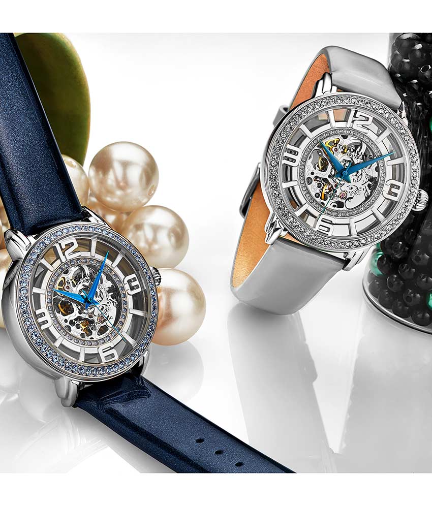 Winchester 3941.2 Automatic 38mm Skeleton with Sofia Frosted Bangle, Lily Polished Bangle and Studs