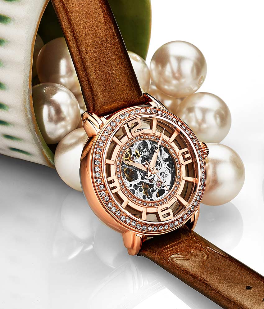 Rose Dial / Rose Case / Dark Brown Band