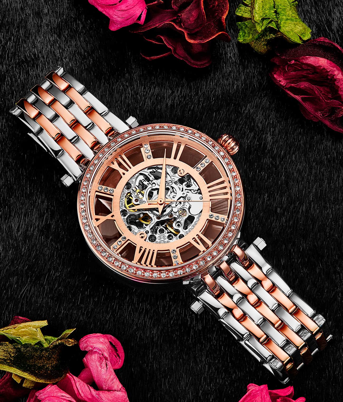 Stunning Skeletons Rose Duo with Signature Pen and Stud Earring