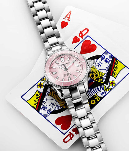 Pink Dial / Silver Case / Silver Stainless Steel Bracelet Silver Deployant Buckle