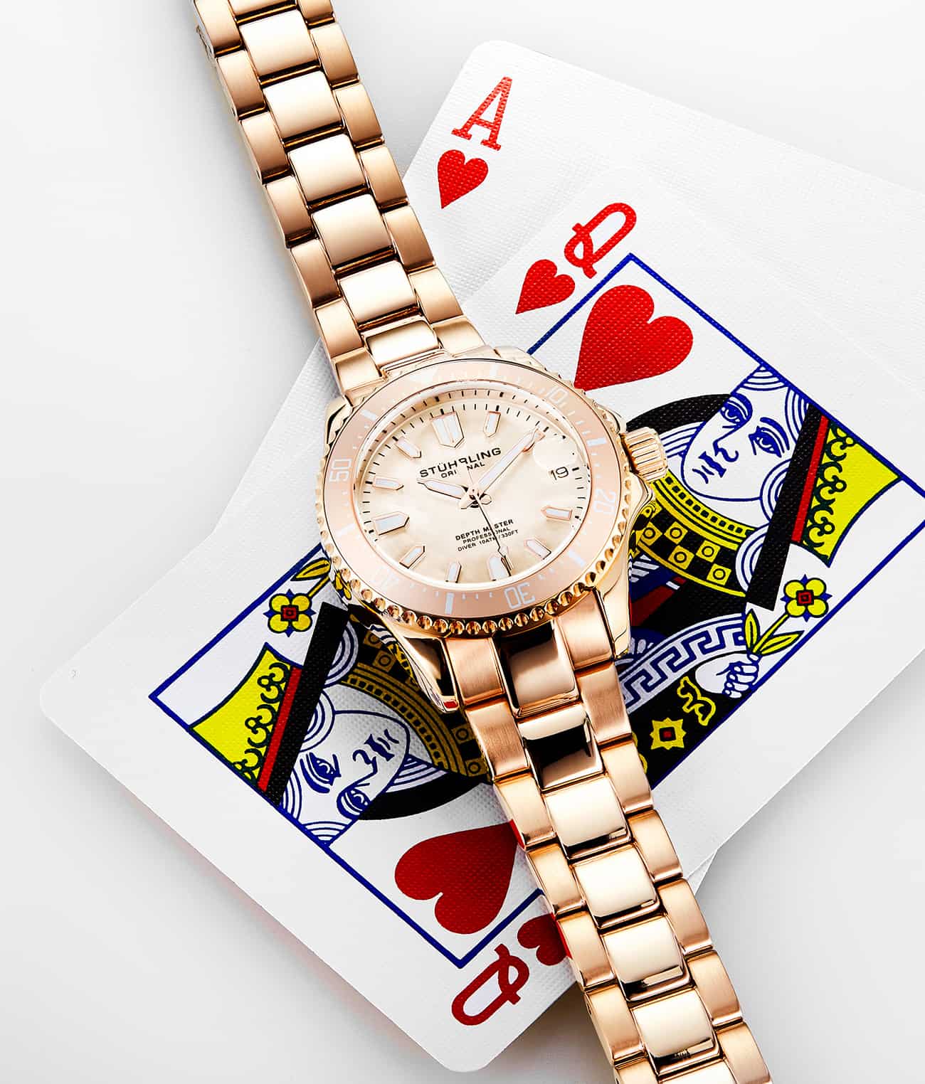 Silver Dial / Rose Case / Rose Stainless Steel Bracelet Rose Gold Layered Deployant Buckle