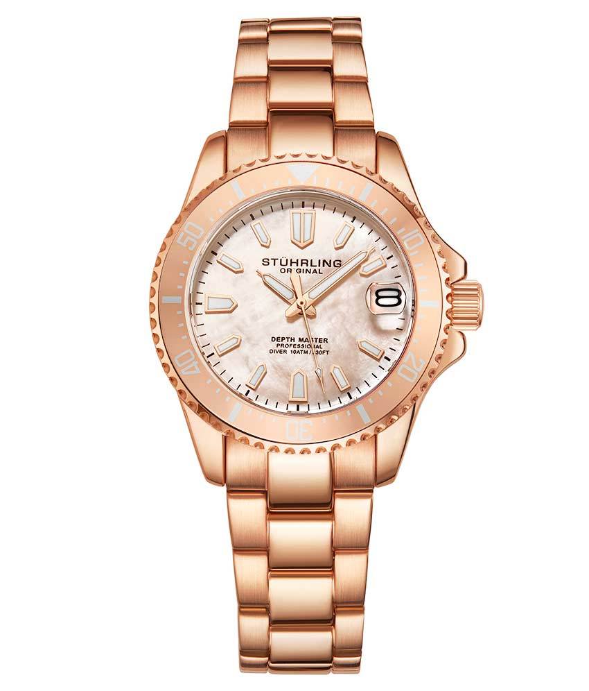 Silver Dial / Rose Case / Rose Stainless Steel Bracelet Rose Gold Layered Deployant Buckle