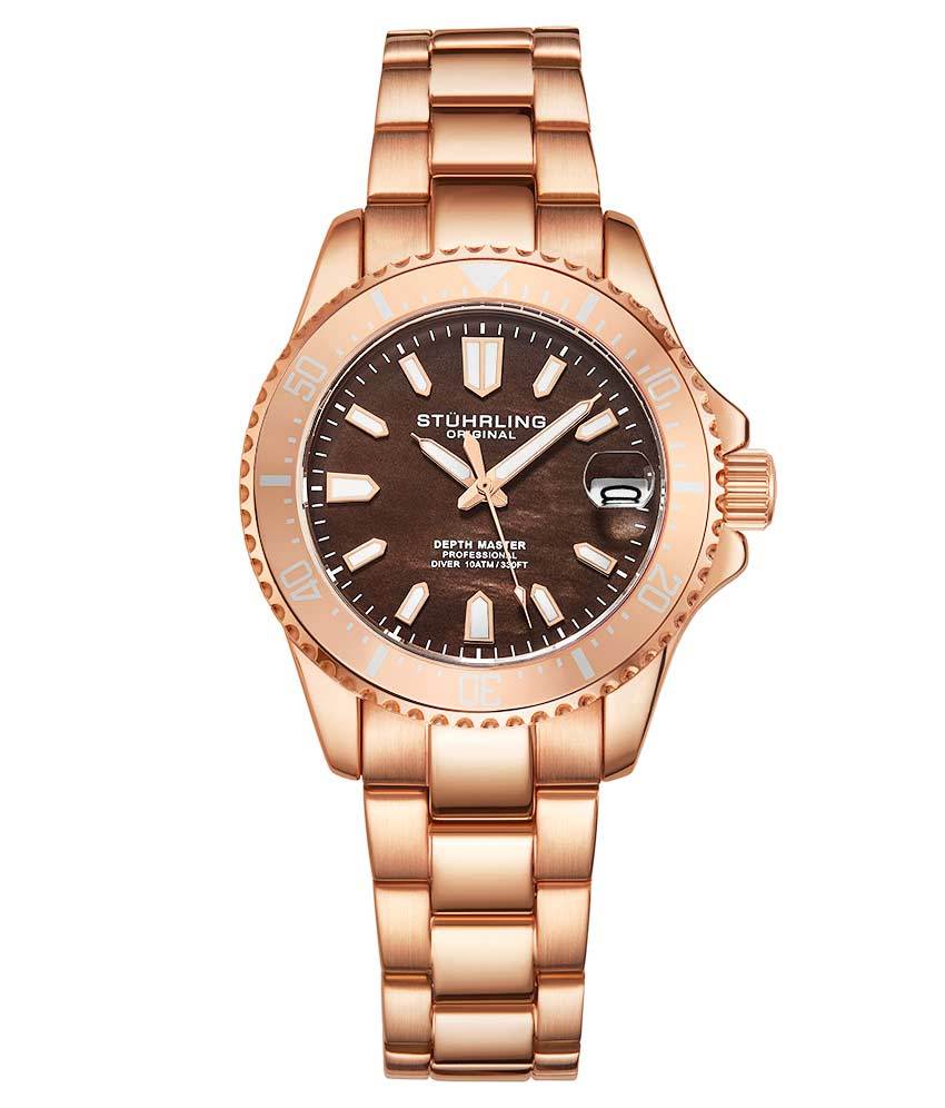 Black Dial / Rose Case / Rose Stainless Steel Bracelet Rose Gold Layered Deployant Buckle