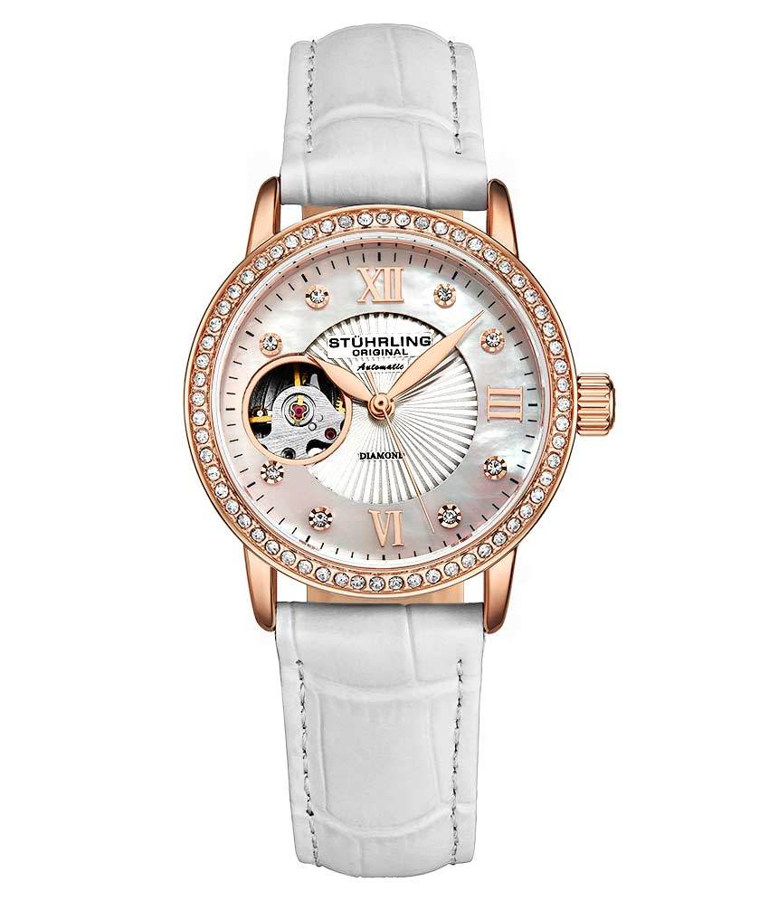 Silver Dial / Rose Case / White Band