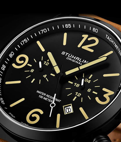 Black Dial / Black Case / Tan Band