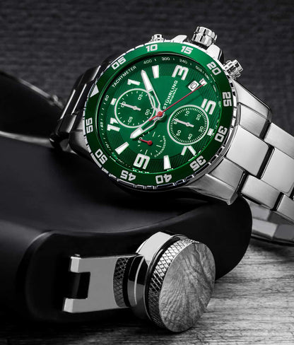 Green Dial / Silver Case / Silver Band