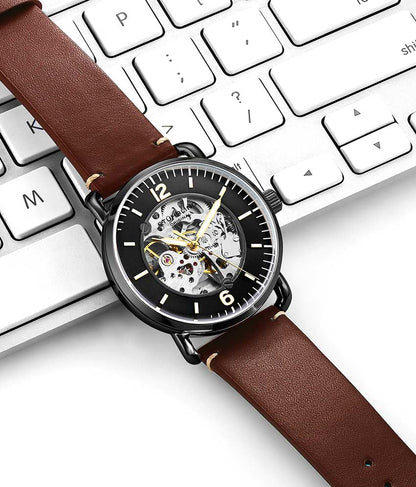 Black Dial / Black Case / Brown Band