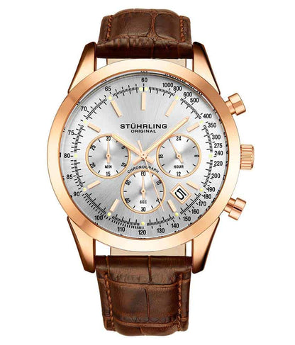 Silver Dial / Rose Case / Brown Band