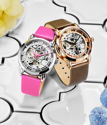 Silver Dial / Rose Case / Brown Band