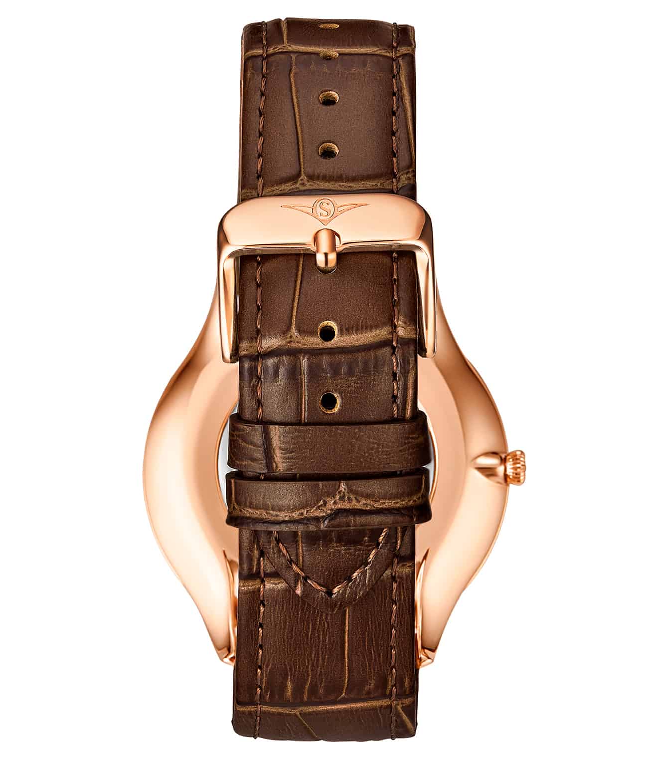 Silver Dial / Rose Case / Brown Band