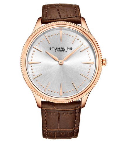 Silver Dial / Rose Case / Brown Band