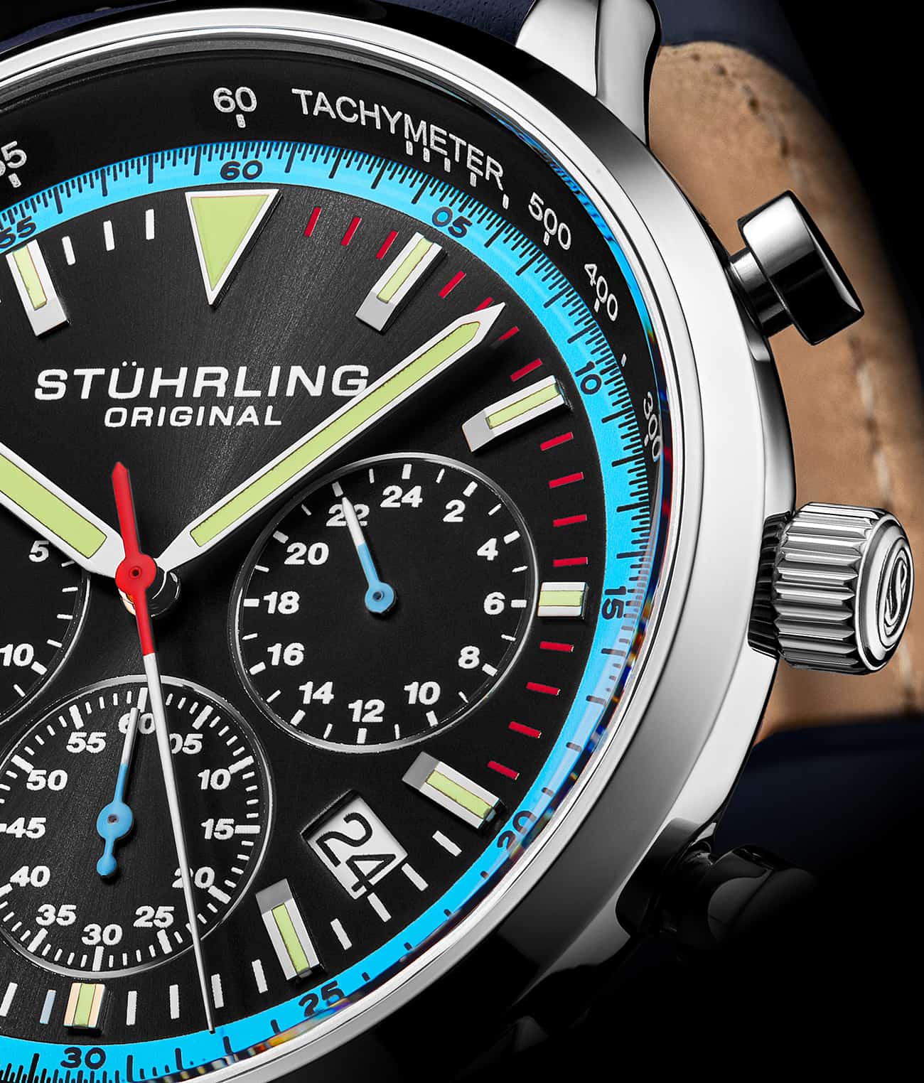 Black Dial / Silver Case / Blue Band