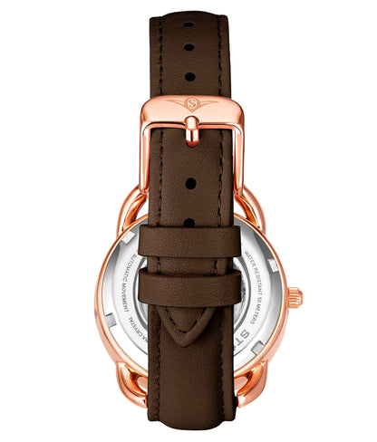Silver Dial / Rose Case / Dark Brown Band