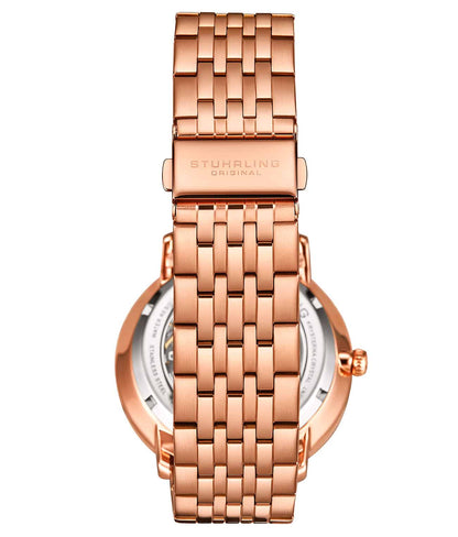 Blue Dial / Rose Case / Rose Stainless Steel Bracelet Rose Gold Layered Deployant Buckle