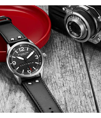 Black Dial / Silver Case / Black Leather Strap Tang Buckle