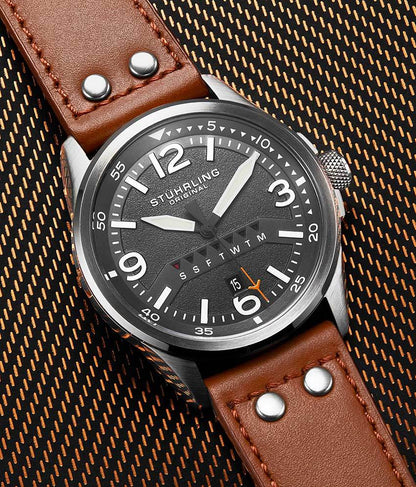 Grey Dial / Silver Case / Brown Leather Strap Tang Buckle