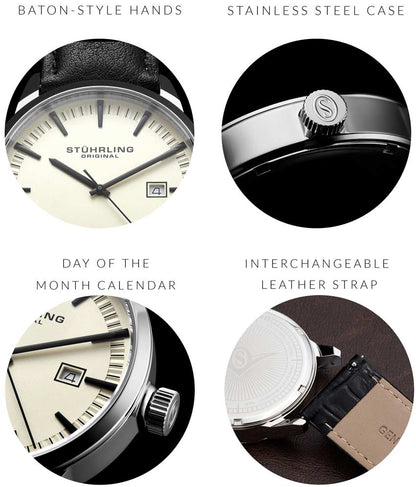 Ivory Dial / Silver Case / Black Band