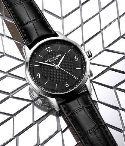 Black Dial / Silver Case / Black Leather Strap Tang Buckle